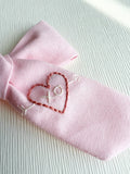 Hand Embroidered Bow - Large Hand Tied - XO heart