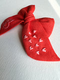 Hand Embroidered Bow - Chunky  - XOXO + hearts