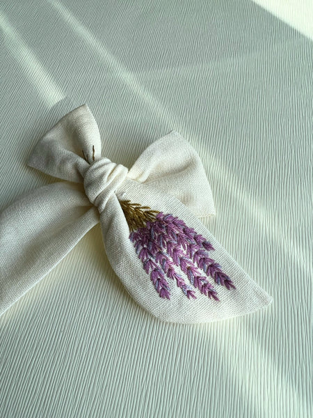 Hand Embroidered Bow - Chunky - Lavender