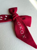 Hand Embroidered Bow - Large Hand Tied - XOXO