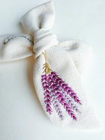 Chunky Hand Embroidered Bow - Lavender + Bee