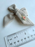 Hand Embroidered Bow - Large Hand Tied - Floral