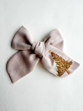 Hand Embroidered Pink Chunky Bow - Christmas Tree (w/sequin detail)