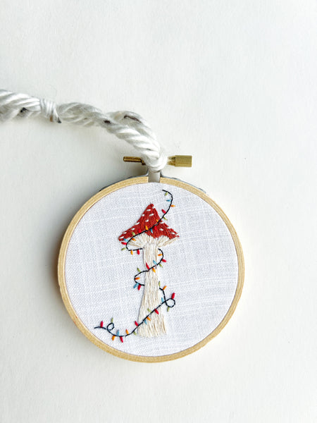 Hand Embroidered 3” Hoop Ornament