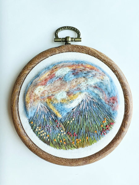 Hand Embroidered Mountain Hoop