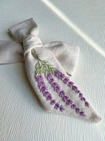 Hand Embroidered Bow - Large Hand Tied - Lavender