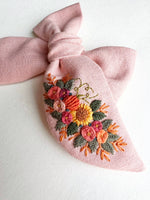 Hand Embroidered Pink Chunky Bow - Floral Bunch