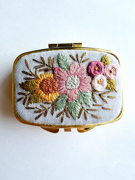 Hand Embroidered Pillbox