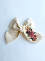 Hand Embroidered Bow - Chunky Floral