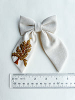 Hand Embroidered Sailor Bow - Christmas Tree (on alligator clip w/sequin detail)