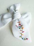 Hand Embroidered Chunky Bow - Christmas Lights