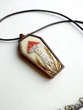 Hand Embroidered Wooden Coffin Pendant