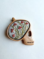 Hand Embroidered Wooden Pendant