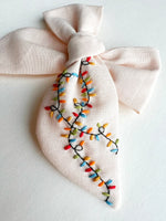 Hand Embroidered Pink Chunky Bow - Christmas Lights