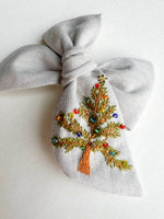 Hand Embroidered Chunky Bow - Christmas Tree (with bead and sequin detail)