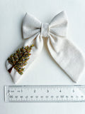 Hand Embroidered Sailor Bow - Christmas Tree (on alligator clip w/sequin detail)