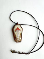 Hand Embroidered Wooden Coffin Pendant