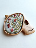 Hand Embroidered Wooden Pendant