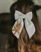 Hand Embroidered Sailor Bow - Christmas Tree (on alligator clip w/sequin detail)