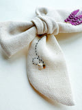 Chunky Hand Embroidered Bow - Lavender + Bee