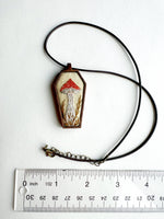 Hand Embroidered Wooden Coffin Pendant