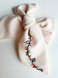 Hand Embroidered Pink Chunky Bow - Christmas Lights