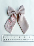 Hand Embroidered Sailor Bow - Candy Canes (on alligator clip)