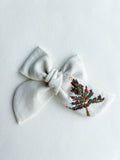 Hand Embroidered Chunky Bow - Christmas Tree (w/sequin detail)