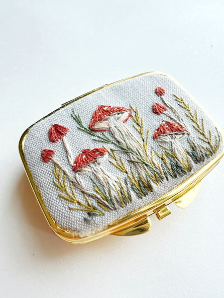 Hand Embroidered Pillbox