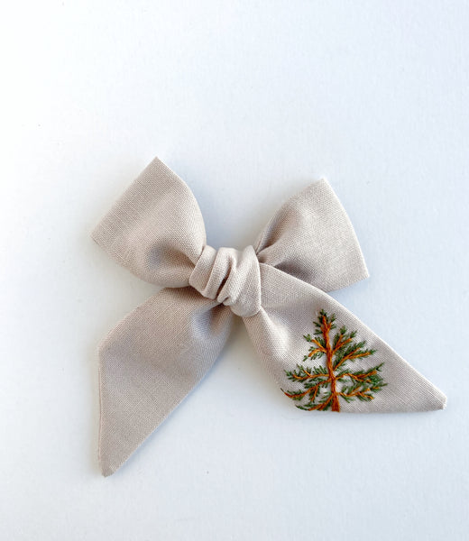 Hand Embroidered Bow - Large Hand Tied - Tree