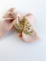 Hand Embroidered Bow - Chunky - Christmas Tree (w/bead & stitched star detail)