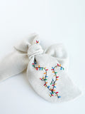 Hand Embroidered Bow - Chunky - Off White - Christmas Lights