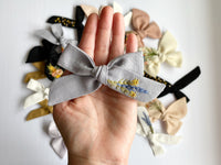Hand Embroidered Lavender & Daisies - Oversized School Girl Bow
