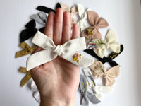 Hand Embroidered Rose Trio - Oversized School Girl Bow