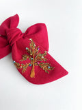 Hand Embroidered Bow - Chunky - Christmas Tree (w/bead & sequin detail)