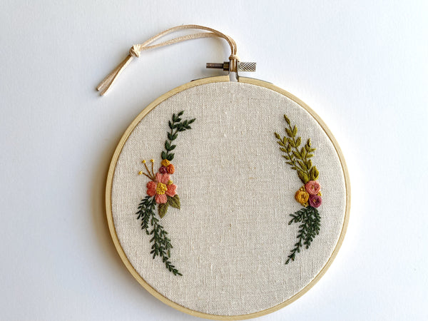 Hand Embroidered 6inch Hoop - Bright Floral Bunch