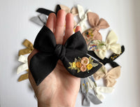 Hand Embroidered Rose Bunch - Chunky Bow