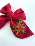 Hand Embroidered Bow - Chunky - Pine Tree