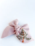 Hand Embroidered Bow - Chunky - Pink - Christmas Tree