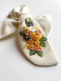 Hand Embroidered Bow - Chunky Hand Tied - Floral Bunch