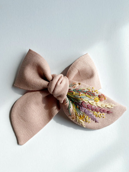 Hand Embroidered Bow - Wildflowers
