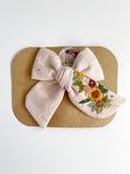 RTS Hand Embroidered Bow - Chunky - Floral Bunch on Alligator Clip