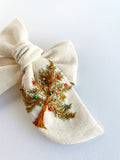 Hand Embroidered Bow - Chunky - Christmas Tree (w/bead & star sequin detail)