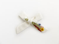 Hand Embroidered Bow - School Girl - Wildflowers
