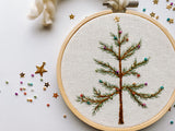 Hand Embroidered 4.5in Hoop - Christmas Tree (w/bead&sequin detail)