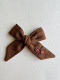 Hand Embroidered Bow - Large Hand Tied - Butterfly