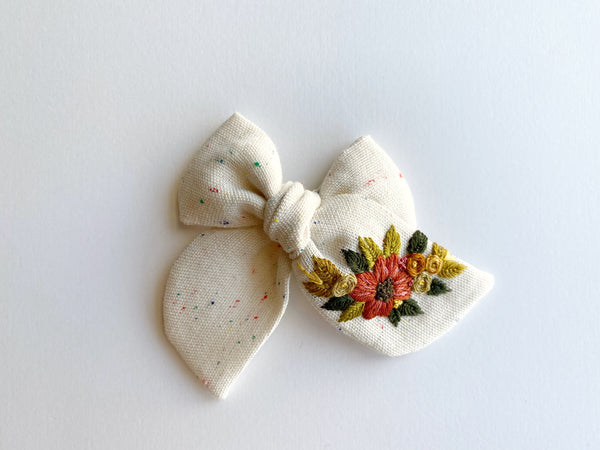Hand Embroidered Bow - Confetti - Floral Bunch