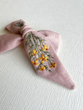 Hand Embroidered Bow - Large Hand Tied - Floral Bunch