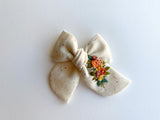 Hand Embroidered Bow - Chunky - Confetti - Floral Bunch