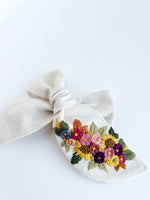 Hand Embroidered Bow - Chunky - Off White - Floral Bunch
